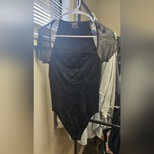 black OQQ body suit sz M, Sheer Sleeves
